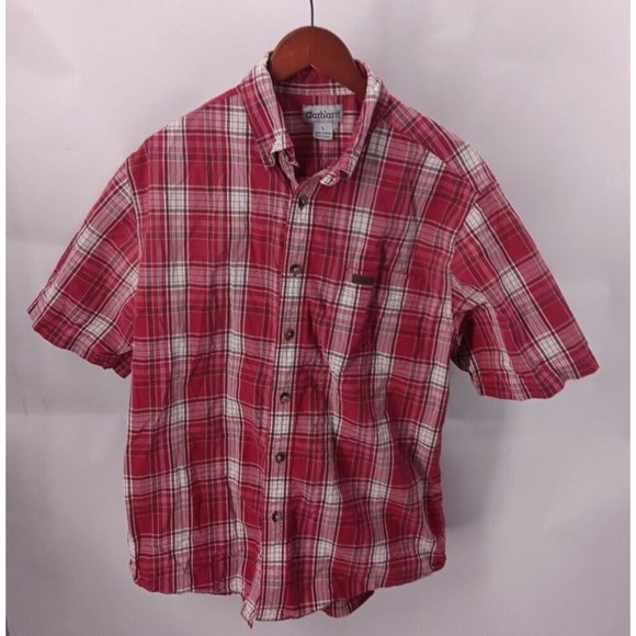 Carhartt Mens Shirt Size: L  Relaxed-Fit Lightweight Short Sleeve Snap Button - Picture 1 of 3